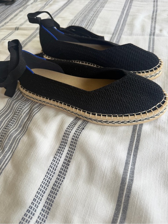Rothy's Shoes - Women's Black Espadrille Ballet Flats with removable Ankle Tie